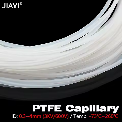Anti-Aging White PTFE Rigid Capillary Tube 1M/3M/5M ID 0.3-4mm High Temp Corrosion Proof Insulated P