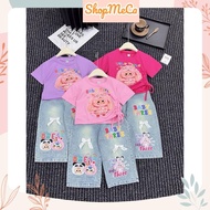 Baby girl clothes Set CS708, BB3 cotton drawstring shirt and bow jeans Set for babies