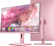 27" Pastel Pink QHD 2560 x 1440 Gaming Monitor, 180Hz, 1ms, GTG Fast IPS Monitor, 90% DCI-P3, Adapti