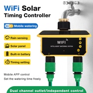 Dual Zone WIFI Solar Irrigation Timer Smart APP Control Automatic Watering System Outdoor Garden Too