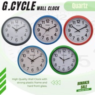 G.Cycle Round Colourful Glass Quartz Analog Modern Silent Quiet Home Office Living Wall Clock Jam Di