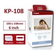 KP-108 Photo Paper 100*148mm Plus 3 Ink Cartridge for Canon Selphy CP1200,CP910,CP1300 Photo Printer