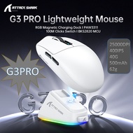Attack Shark G3 Pro 3-Mode Esports Mouse 62g PAW3311 RGB Magnetic Charging Dock 25000DPI Tetikus Ser