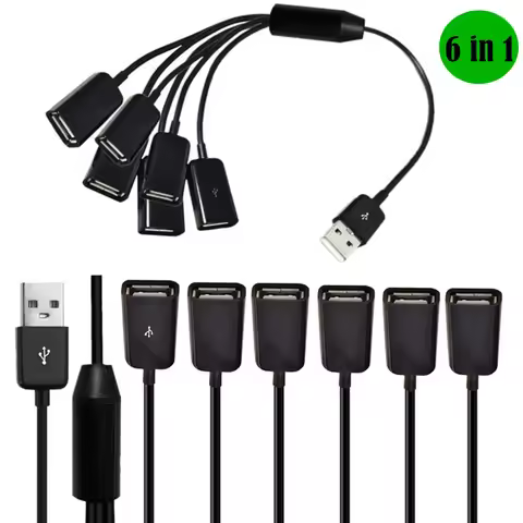 1m 0.3m USB Extension Cable 6 in 1 USB Charge Fast 3A Charging Date Cable Y Splitter Cable USB Male 