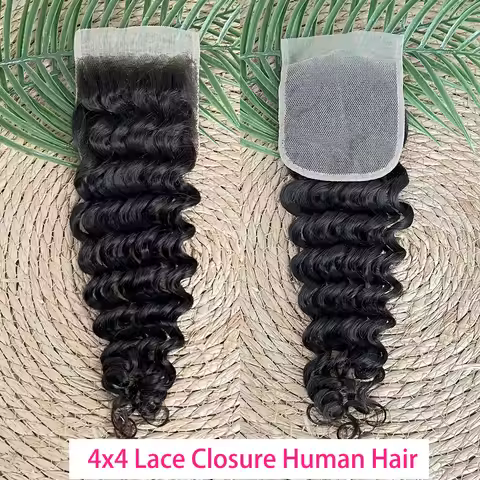 Yiwigs Deep Curly 4x4 Transparent Lace Closure Only Human Hair Free Part / Middle Part / Side Part10
