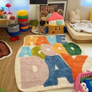 Bedroom Carpet Irregular Imitation Cashmere Floor Mat Dopamine Color Matching Living Room Carpet Hou