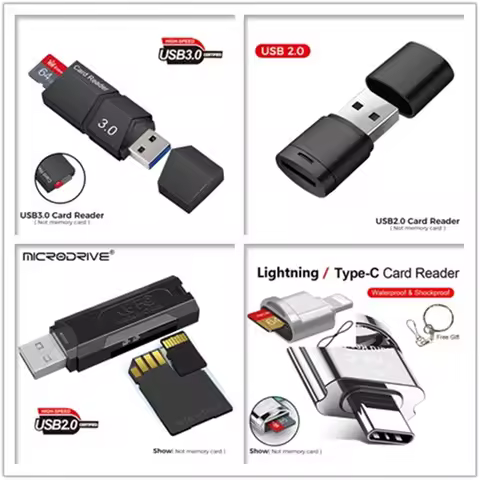 Memory Card USB Flash Reader USB 2.0 / 3.0 / Type C / Lightning / 2 in 1 Micro Mini SD Card Reader f