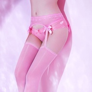 2026新品免脱四面开裆油光丝袜辣黑丝吊带一体袜912针油亮Non-release four-sided open crotch glosy stockings spicy black silk su