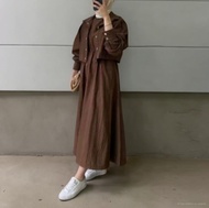 ALISHA Midi Dress Set 2in1 (Vest + Dress) - Gaun Midi dengan Desain Korean Style