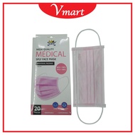 KBM Medical Mask / Disposable Face Mask / 3 Layers / 3Ply Penutup Muka / Pink / White / Blue