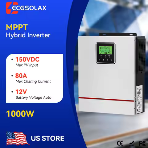 ECGSOLAX 1KW Hybrid Solar Inverter 230V 12V Pure Sine Wave Solar Hybrid Inverter Off Grid Built-in 8