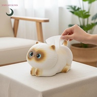 Cute Siamese Cat Tissue Box Decorative Desktop Napkin Holder Eco-Friendly Tissue Dispenser for Livin