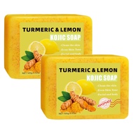 1/2PCs Lemon Turmeric Kojic Acid Soap Bar Turmeric Soap Bar Brighten Even Skin Vitamin E Gentle Lemo
