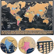Scratch the World Travel Map - Vibrant Colours - with Flags of the World Panel - X-Large - 84 x 59 c