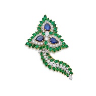 Harry Winston Sapphire, Emerald and Diamond Brooch