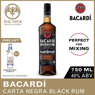 BACARDI Carta Negra Superior Black Rum - 750ml / 75cl 40% ABV - Gluten Free Dark Rum Aged in Heavily