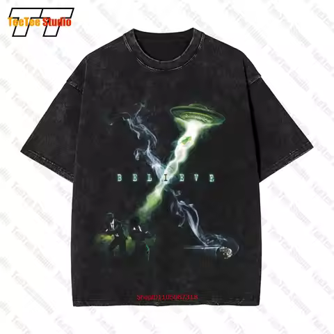I Believe Alien Ufo Fox Mulder Dana Scully Smoking Man The X Files Vintage Oversized T-Shirt K66Y