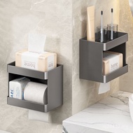 Roll Paper Holder Wall-Mounted Bathroom Toilet Perforation-Free Shelf Tissue Box Household Paper Box
