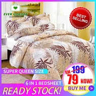 Ever Garden Cotton Bedsheet Super Queen Comfortable Bedsheet Queen Bedsheet 6-in-1 Queen Size Set- L