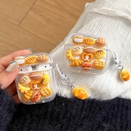 Funny Bread DIY Baking Earphone Case For AirPods 2 3 Pro 4 ANC Pro2 AirPod 4th 3rd Gold Foil Protect