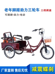 Elderly Pedal Tricycle Adult Electric Power Pedal Scooter Human Exercise Passenger and Cargo Two-Pur