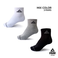 (ซื้อ1 ได้ 3) PEAK Sport Casual Socks Mid Cut ถุงเท้ากีฬา ลำลอง พีค ข้อกลาง นุ่ม ใส่สบาย ระบายอากาศด