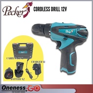 ''PECKER'' RECHARGEABLE 12V LI-ION BATTERY CODRLESS DRILL C/W 2 BATTERY SET