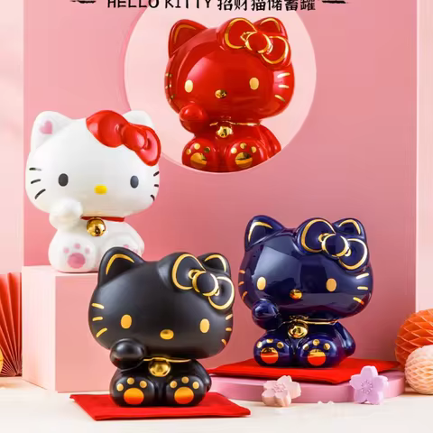 Cartoon Ceramic Piggy Bank Cute Sanrio Hello Kitty Money Bank Coin Bank Girls Boys Decorative Coin B