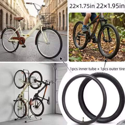 22 Inch Bicycle Tire and Inner Tube Set 22x1.75 22x1.95 AV 32mm Schrader Valve Bike Tyre Replacement