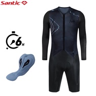 Santic Men Cycling Bib Shorts 6 Hours Imported Cushion Breathable Sports Bike 1/2 Pant TM24C03024H