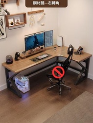 東西物聚 - 包送貨-電腦檯 160x160x75cm K型腿右轉不帶書架 電競桌 書桌辦公枱 L型學習桌 學生寫字桌 實木桌面加厚鋼架 小戶型長枱 臥室出租屋