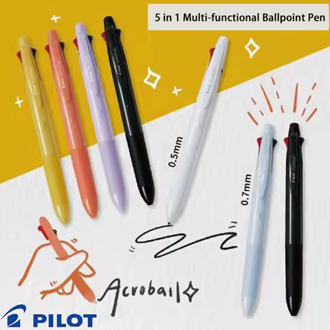 Pilot 4 Colors Ballpoint Pen 0.5 Mechanical Pencil Acroball Ultra-smooth Low Viscosity Acro-ink Pen 