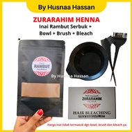 ZURARAHIM HENNA Inai Rambut Serbuk + Brush & Bekas + Bleach  (Black, Brown, Burgundy, Hitam, Perang,