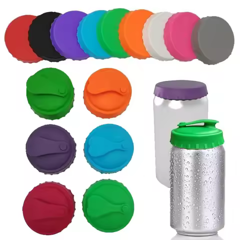 Silicone Soda Can Lid Reusable Can Stopper for Soda Beer Drinks Juice Coke Beverage Fits Standard Ca