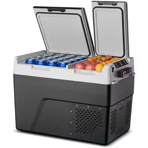 12 Volt Refrigerator Car Fridge - 50QT(48L) Dual Zone Electric Cooler, Car Refrigerator -4℉~68℉, Por