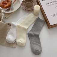 Màu Kaki Kim Đôi Cotton Vải Bông Cao Đến Bắp Chân Tất Dành Cho Nữ Mùa Xuân Mùa Thu Phong Cách Nhật B