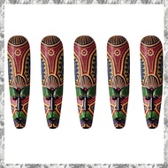 (DKCZ) 5X Wooden Mask Wall Hanging Solid Wood Carving Painted Wall Bar Home Decorations African Tote