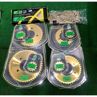 AJI RACING (CHROME) EXTREME HARDEN 415H Y15 / Y16 / FZ150 sprocket set Rantai motor set ( 6HOLE SPRO