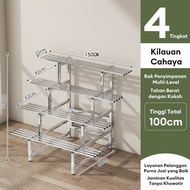 Rak Tanaman Stainless steel 4 Susun Rak Bunga Serbaguna Rak Pot Bunga Rak Standing Pot Susun