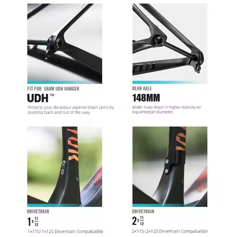 LEXON Lector T1000 Carbon 29er MTB Frame Hardtail UDH Boost148 1250g XC Race Hidden Seatpost Ultra-L