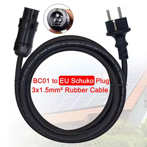 BC01 Female Connector with EU Schuko Plug AC Cable Extension for Solar Power Micro Inverter Deye Hoy