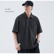 【4-8XL】Ice Silk Polo Shirt for Men Plus Size Short Sleeved Men's Thin Retro Loose Casual Flip Collar