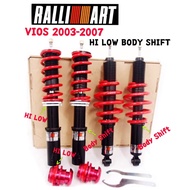 VIOS ADJUSTABLE HI LOW + BODY SHIFT  RALLIART / NCP42 2003-2007 TRD ABSORBER SPRING / COILVER / TRD 