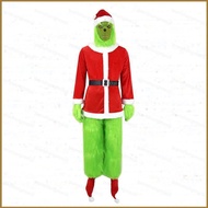 Adult Santa Grinch Cosplay Costume How the Grinch Stole Cosplay Hat Mask Top Pants Christmas Suit Ha