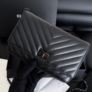 【全新品】香奈兒 Chanel so black全黑褶皺牛皮2.55 woc鏈條包 鐳射24開