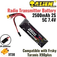 Alienmodel 2S 7.4V 2500mAh 5C Lipo Battery with XT30&JR connector Compatible With Frsky Taranis X9Dp