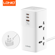 ร้านค้าหลายแห่งรางปลั๊กไฟฟ้า LDNIO Tower ใหม่สายพ่วง70W Type C 2M EU ปลั๊กอเมริกันอังกฤษป้องกันปลั๊ก