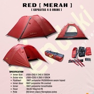 TENDAKI 4 BORNEO Original'4 Camping Tenda Kapasitas 4 Orang - Merah