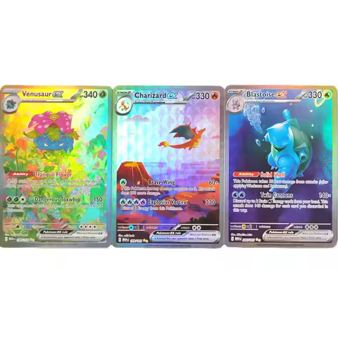 Proxy Pokemon Card 151 MEW Charizard Blastoise Venusaur ex 198 199 200/165 English PTCG Game Collect