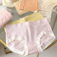 [Store Manager's Choice] Bowknot Girl Japanese Style Colorful Cotton Panties Ladies Care Pants Seaml